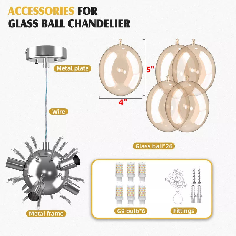 Bubble Glass Ceiling Light Talia Style D24" X H18"-T1