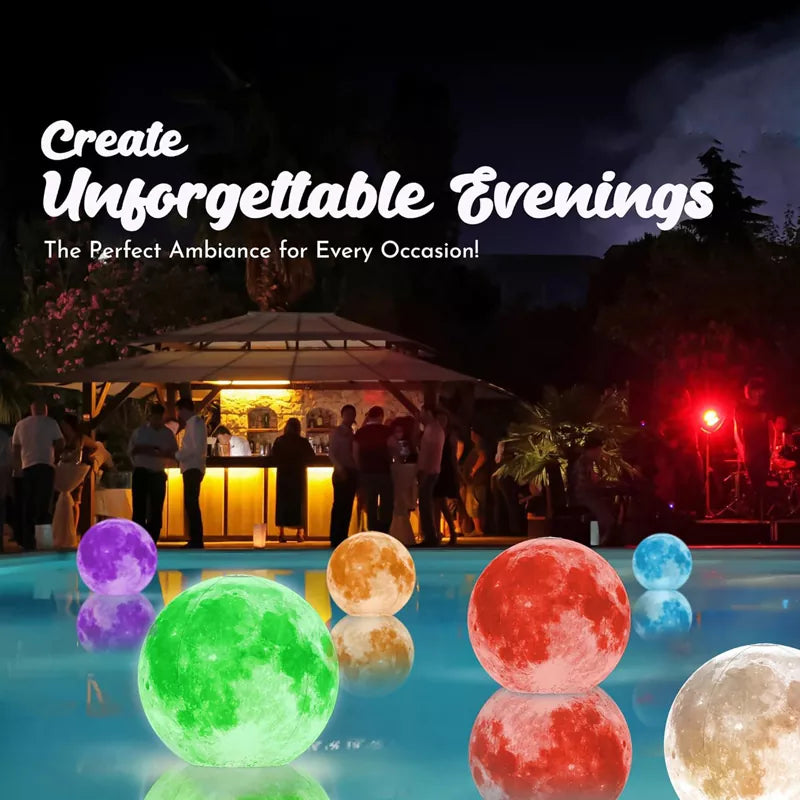 16" Full Moon Inflatable Solar Pool Lights That Float