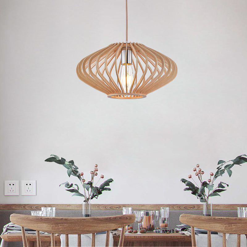 Wood Pumpkin Pendant Lights