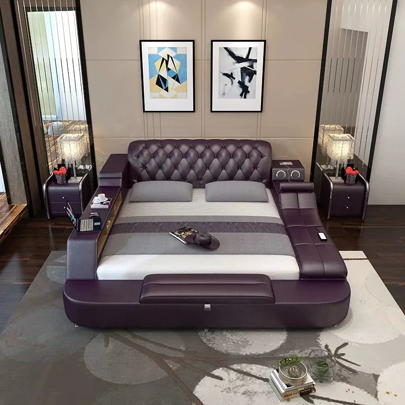 Multifunctional Massage Tatami Leather Double Queen Master Bedroom Bed