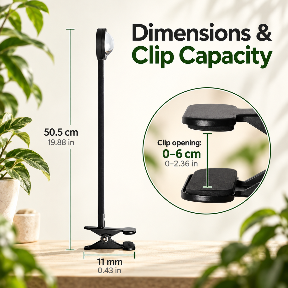 Full Spectrum Clip-On LED Grow Light for Indoor Succulents & Plants