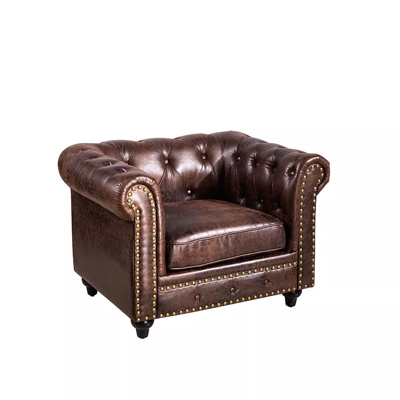 American Country Living Room Furniture Leather Chesterfield Sofa Set Velvet