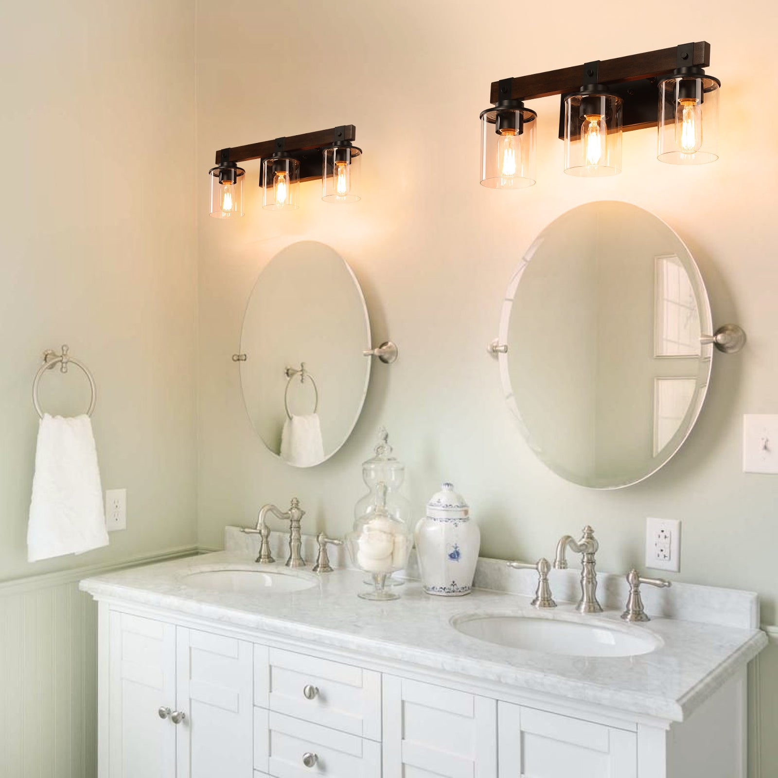 19" Rustic 3-Light Vanity Light Industrial Bathroom Wall Sconce