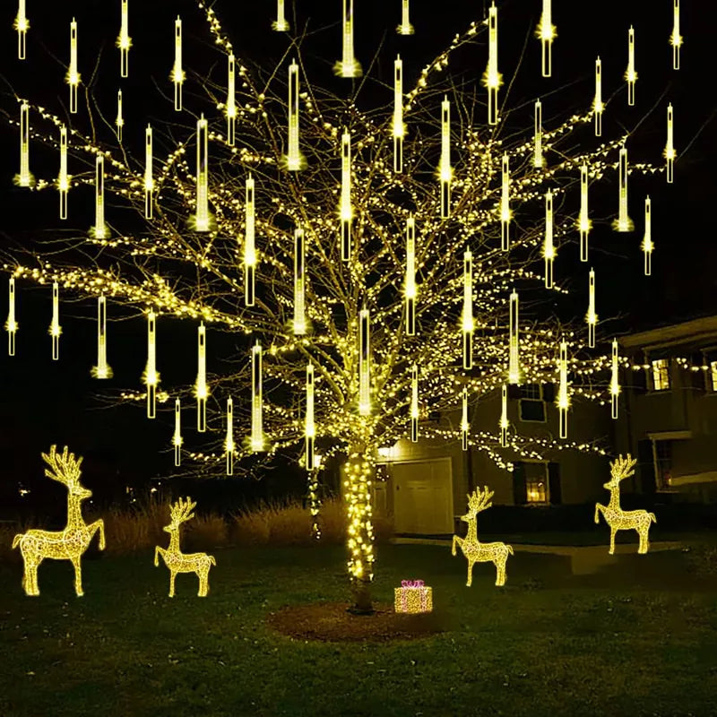 20 Tube Meteor Shower Lights Outdoor Christmas Decoration Icicle Lights
