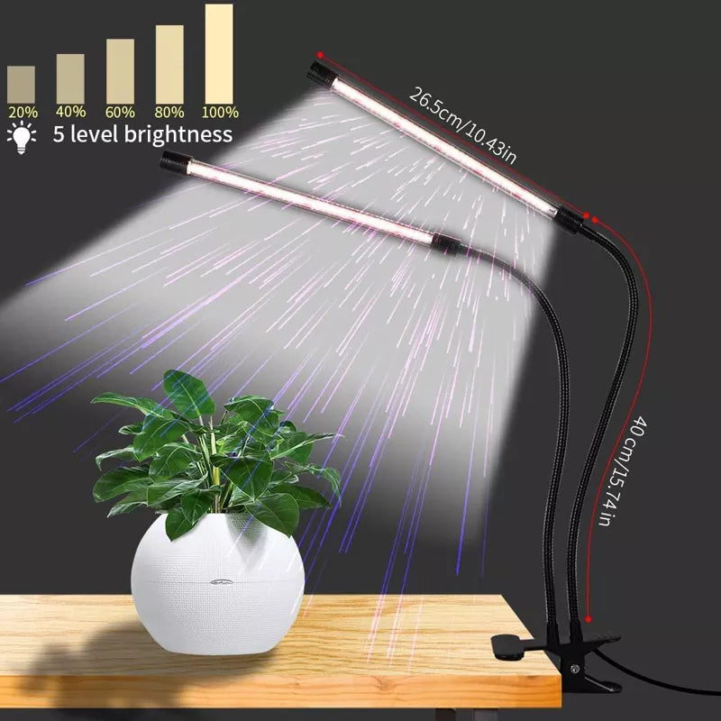6000K Full Spectrum Clip Plant Growing Lamp with White Red LEDs for Indoor Plants