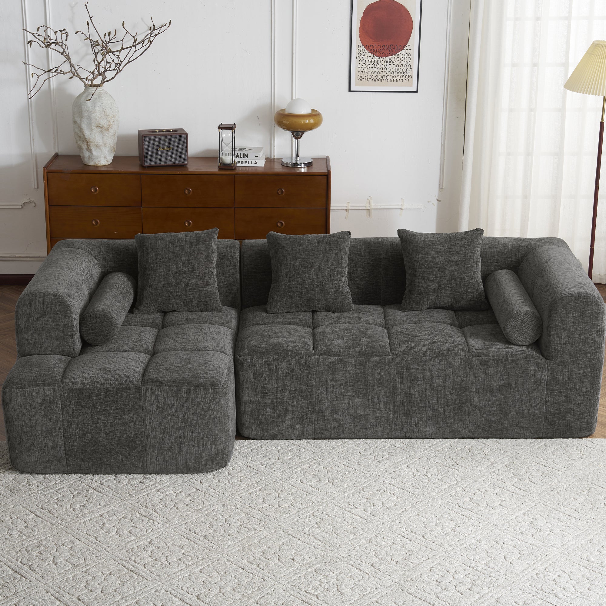 Compression Sofa Convertible Floor Sofa Bed with Fixed-Shape Frame