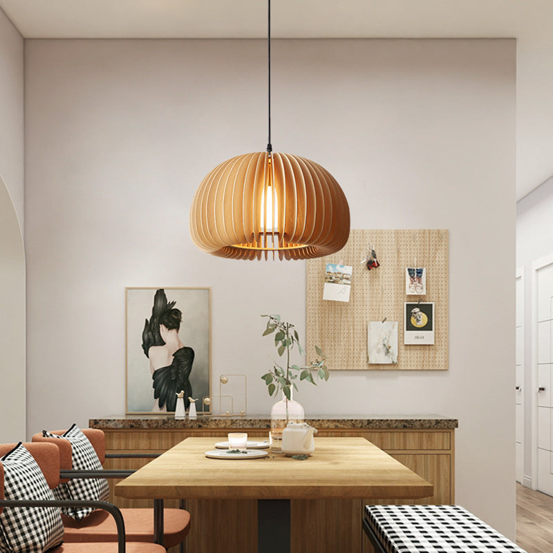 Wood Pumpkin Pendant Lights