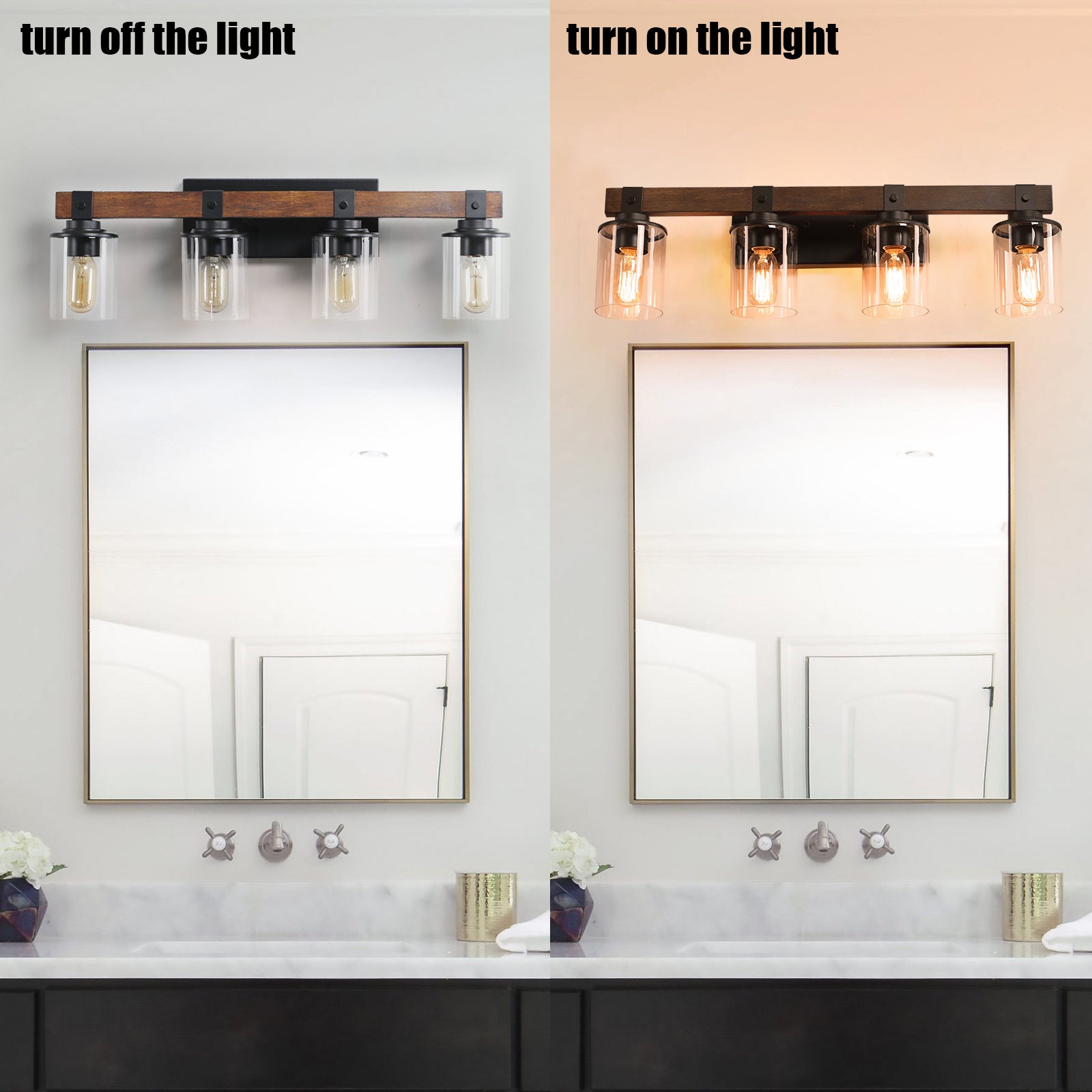 27" Rustic 4-Light Vanity Light Industrial Bathroom Wall Sconce