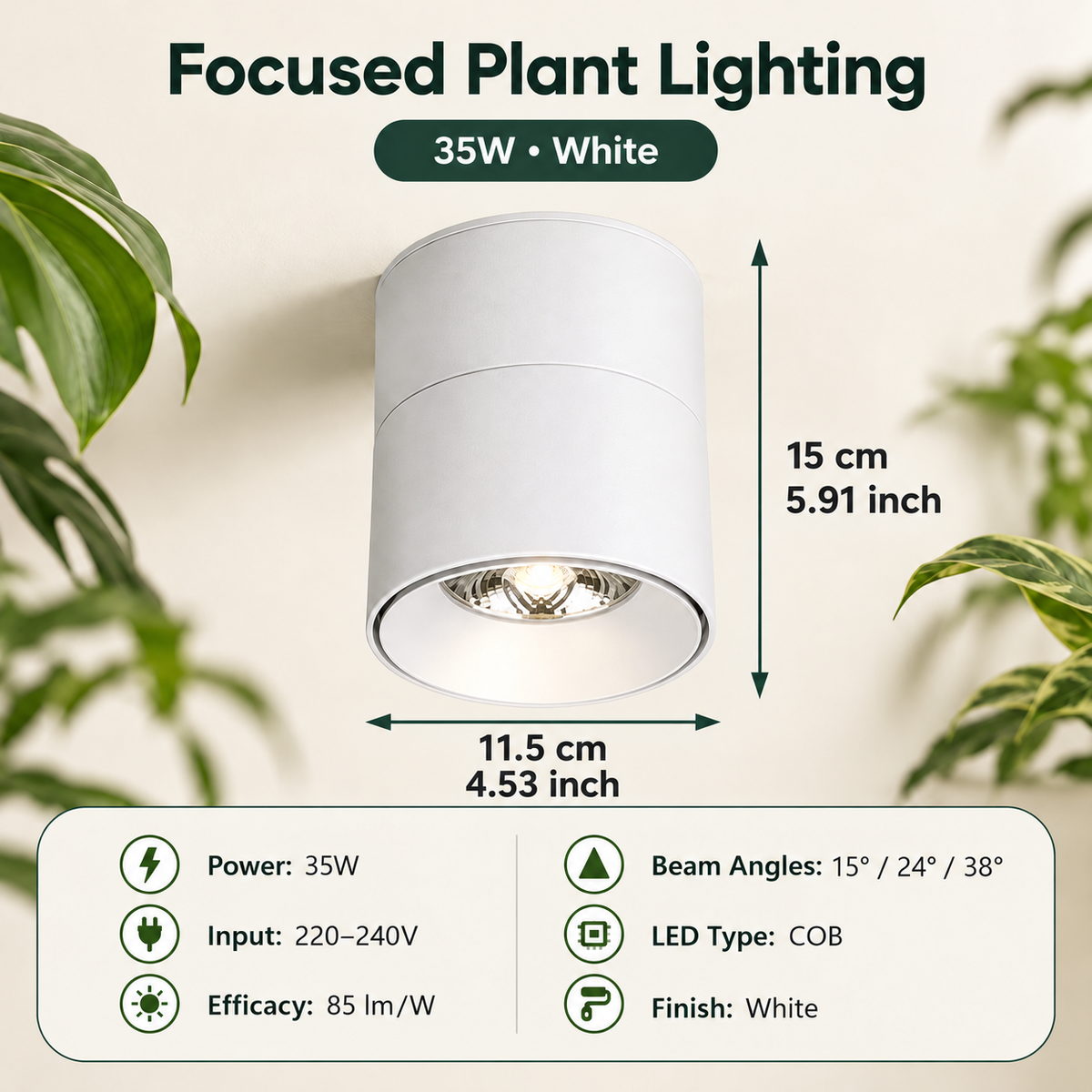 Full Spectrum Foldable Plant Grow Light Adjustable Ceiling Spotlight - G2