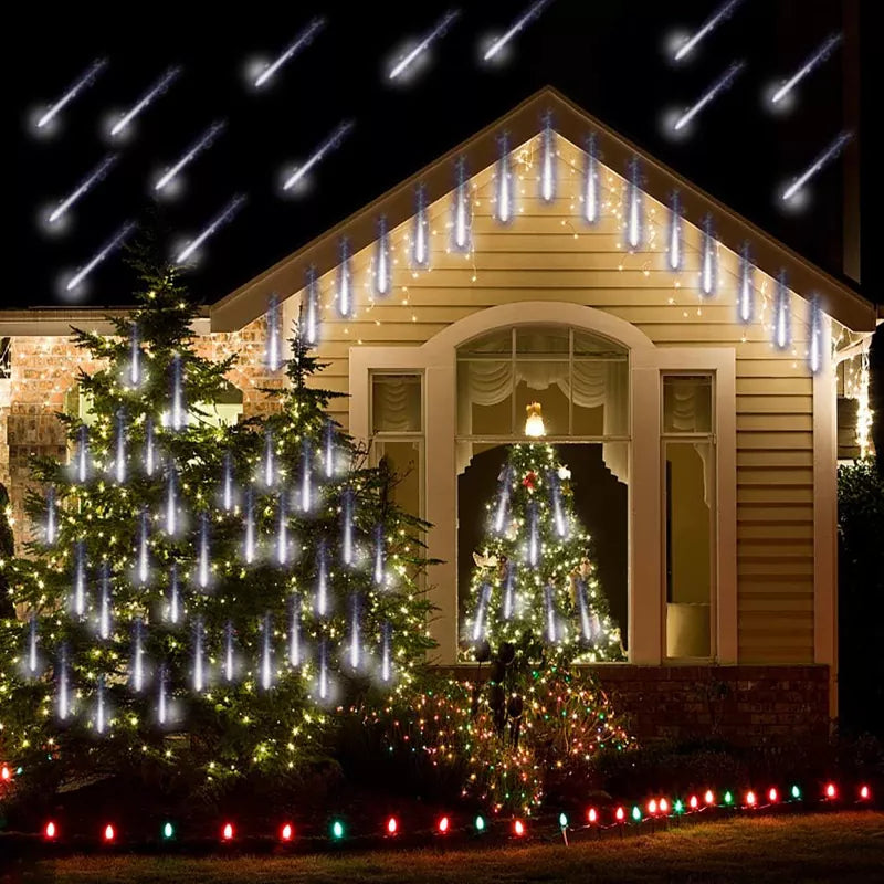 20 Tube Meteor Shower Lights Outdoor Christmas Decoration Icicle Lights
