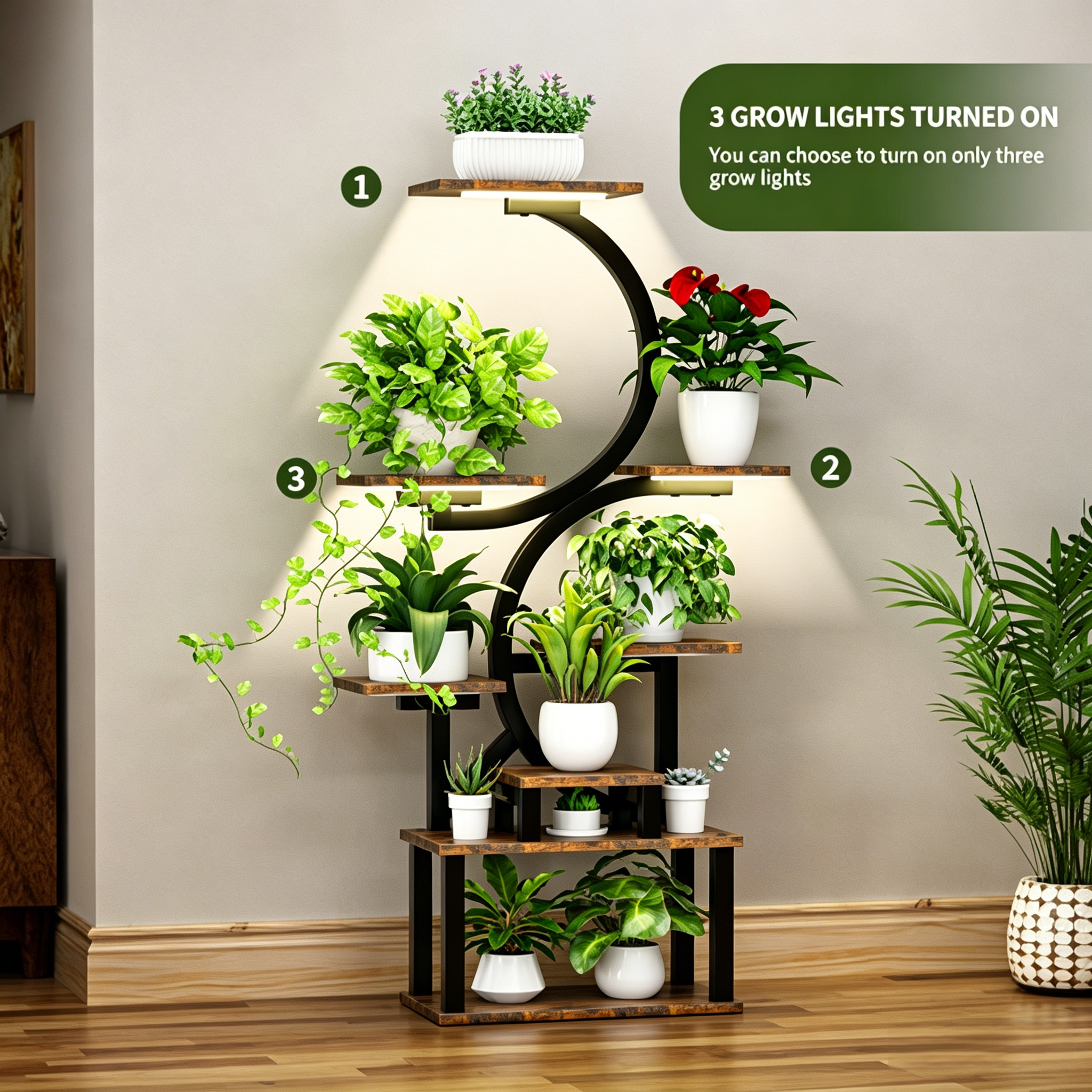 8-Tiered Indoor Plant Stand with 5 Grow Lights