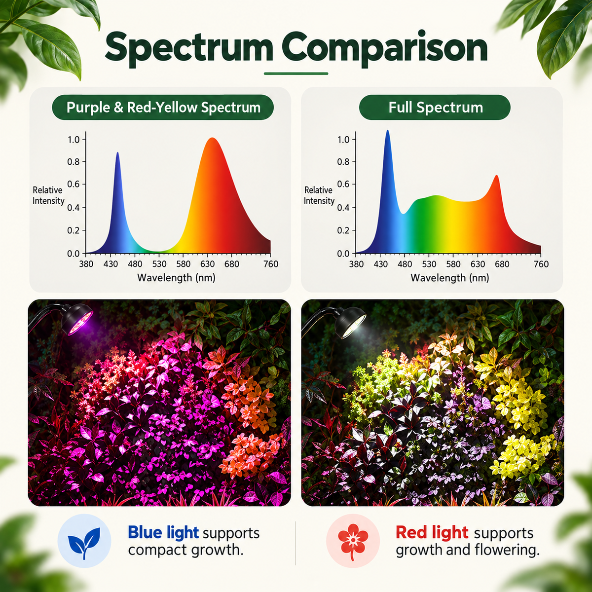 Full Spectrum Clip-On LED Grow Light for Indoor Succulents & Plants