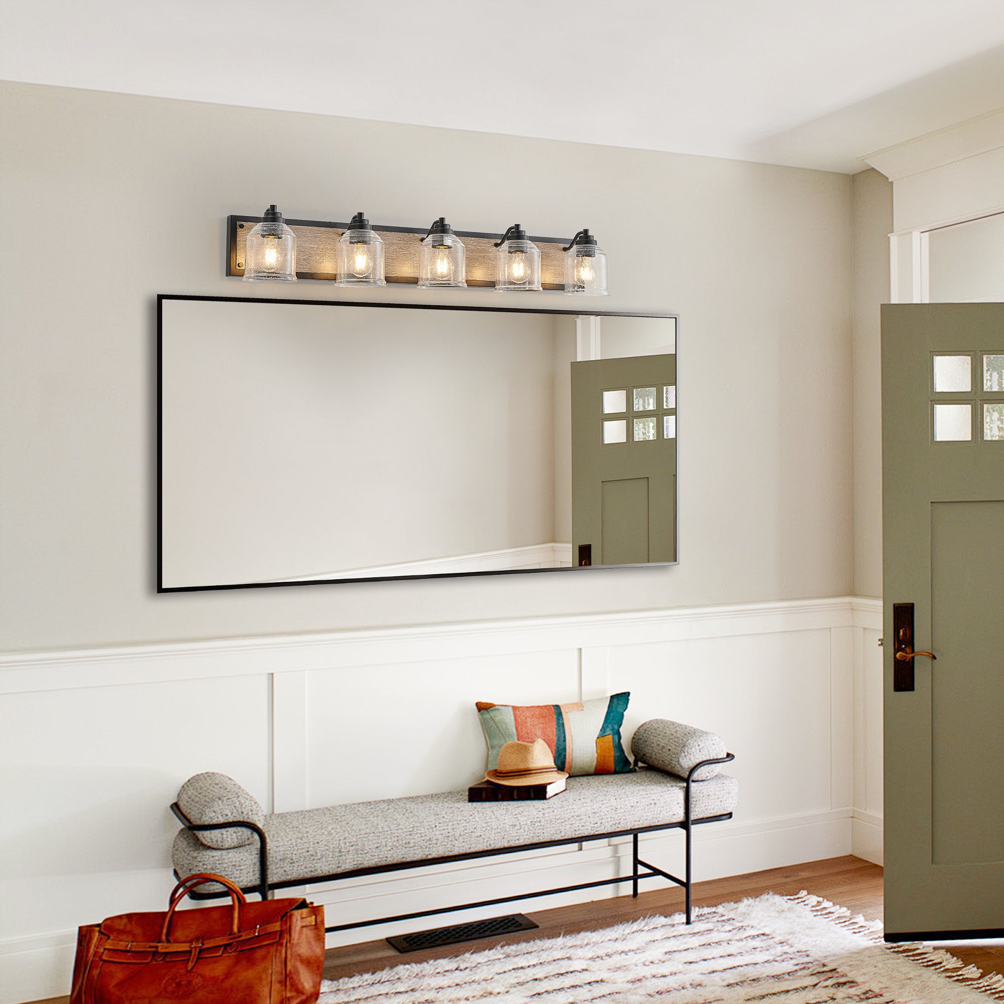 40" Farmhouse Vanity Light Fixture 5-Light Bathroom Wall Sconce - B