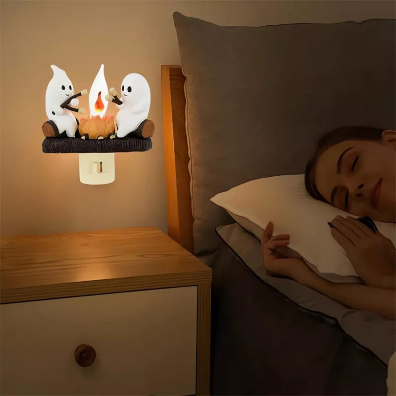 Ghost Campfire Flickering Night Light (2PCS)