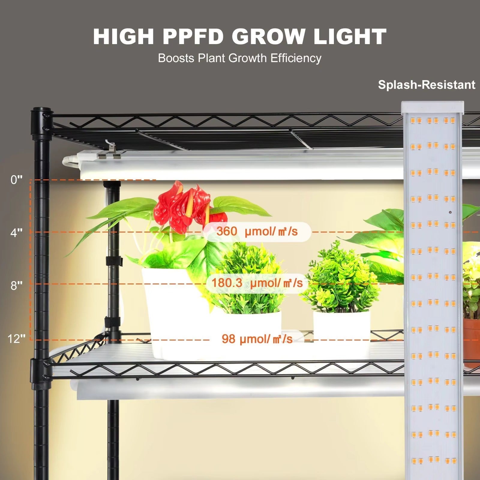 6 Tiers Plant Stand with Ten LED Light Panels 200W