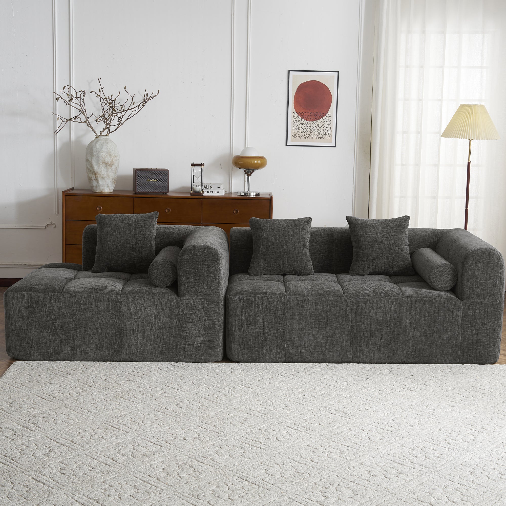 Compression Sofa Convertible Floor Sofa Bed with Fixed-Shape Frame