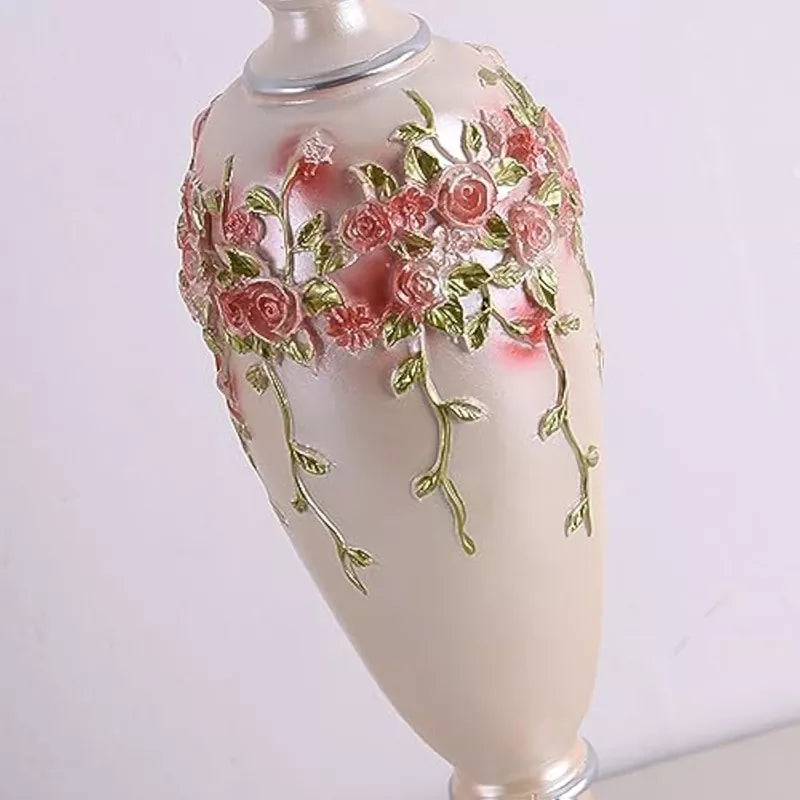 Antique Flower Decorative Table Lamp with Fabric Lampshade