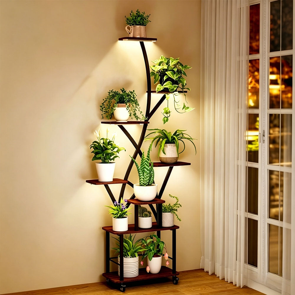 8 Tiered 64" Tall Indoor Plant Shelves for Multiple Plants