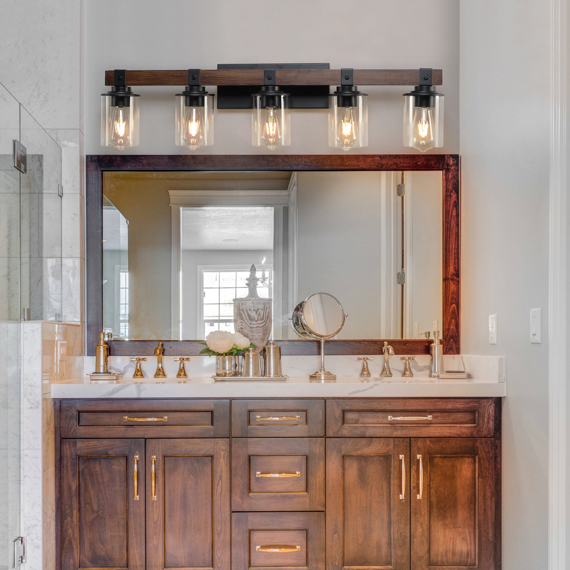 35" Rustic 5-Light Vanity Light Industrial Bathroom Wall Sconce