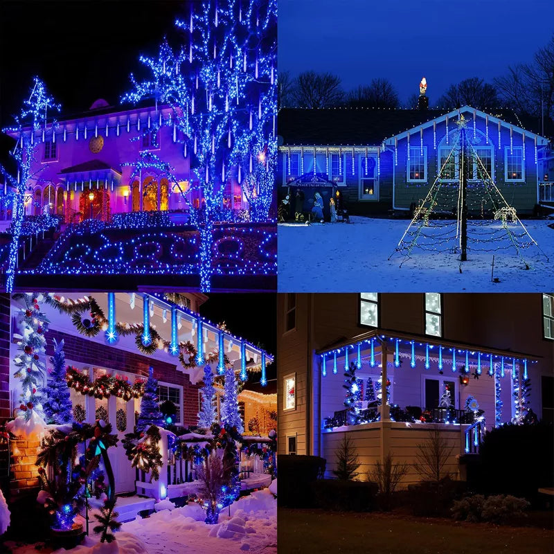 20 Tube Meteor Shower Lights Outdoor Christmas Decoration Icicle Lights