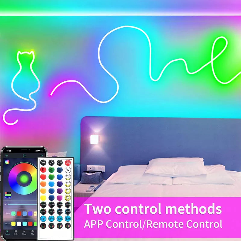 LED Neon Lights Strip 15M 24V RGB with Remote APP Control