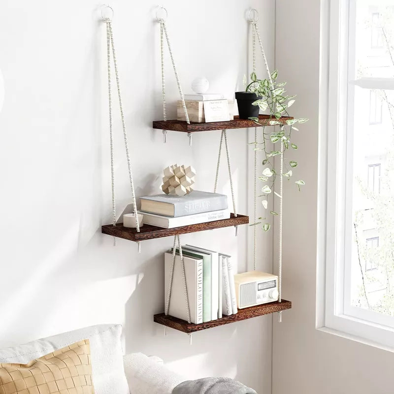 Hanging Shelves for Wall 3 Tier Boho