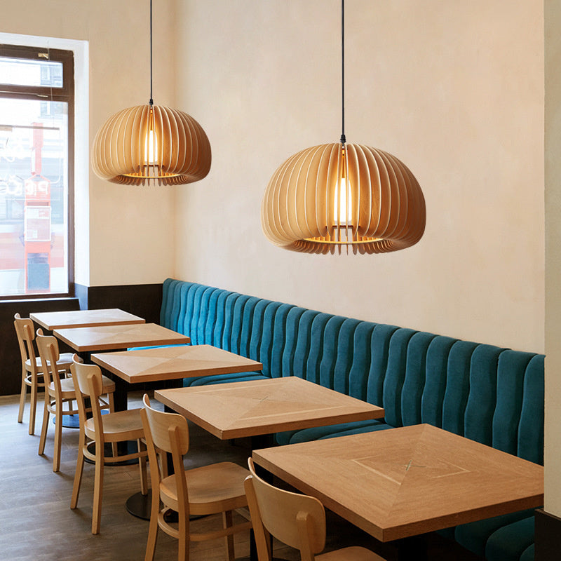 Wood Pumpkin Pendant Lights