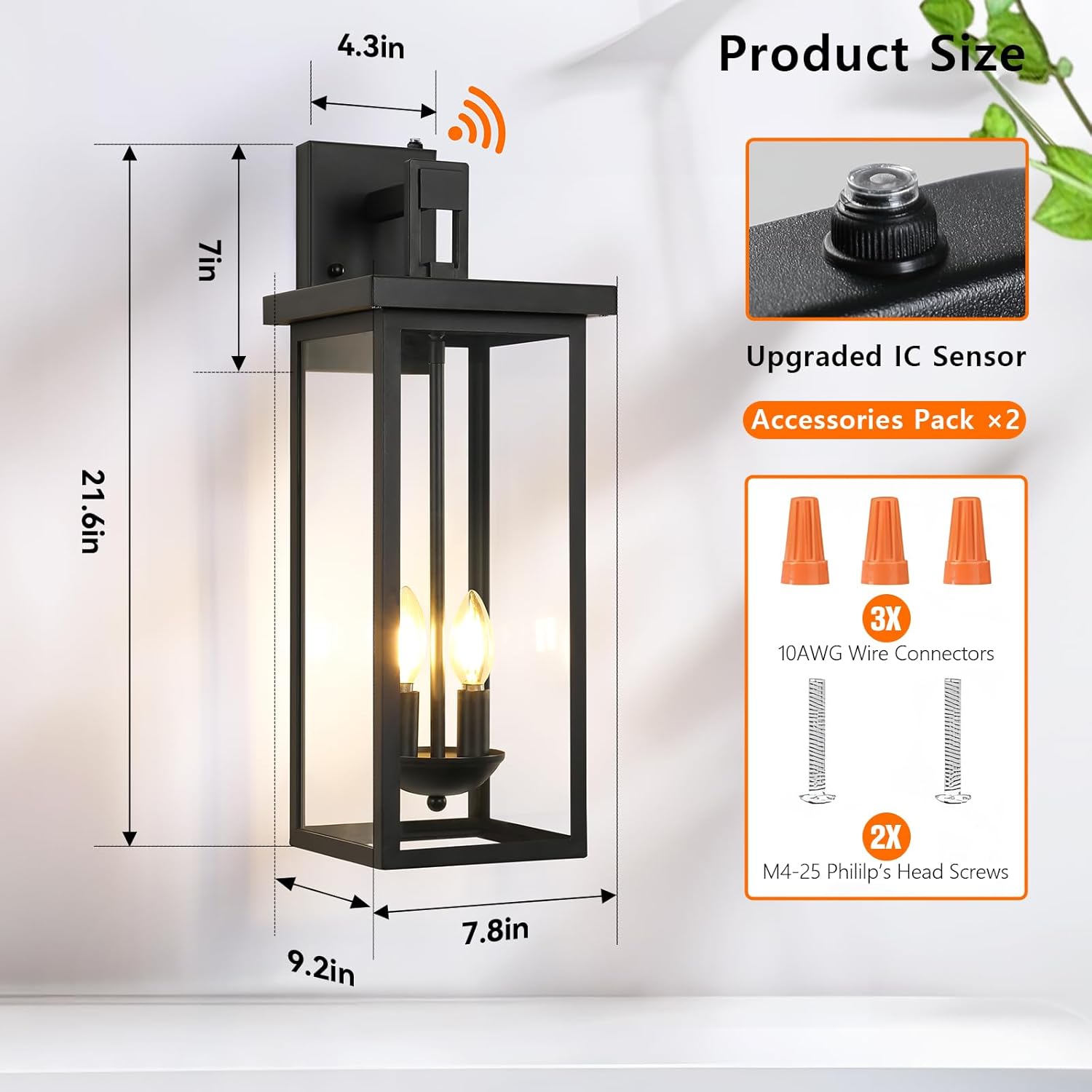 22 Inch Large Outdoor Wall Lights Dusk to Dawn Exterior Lighting