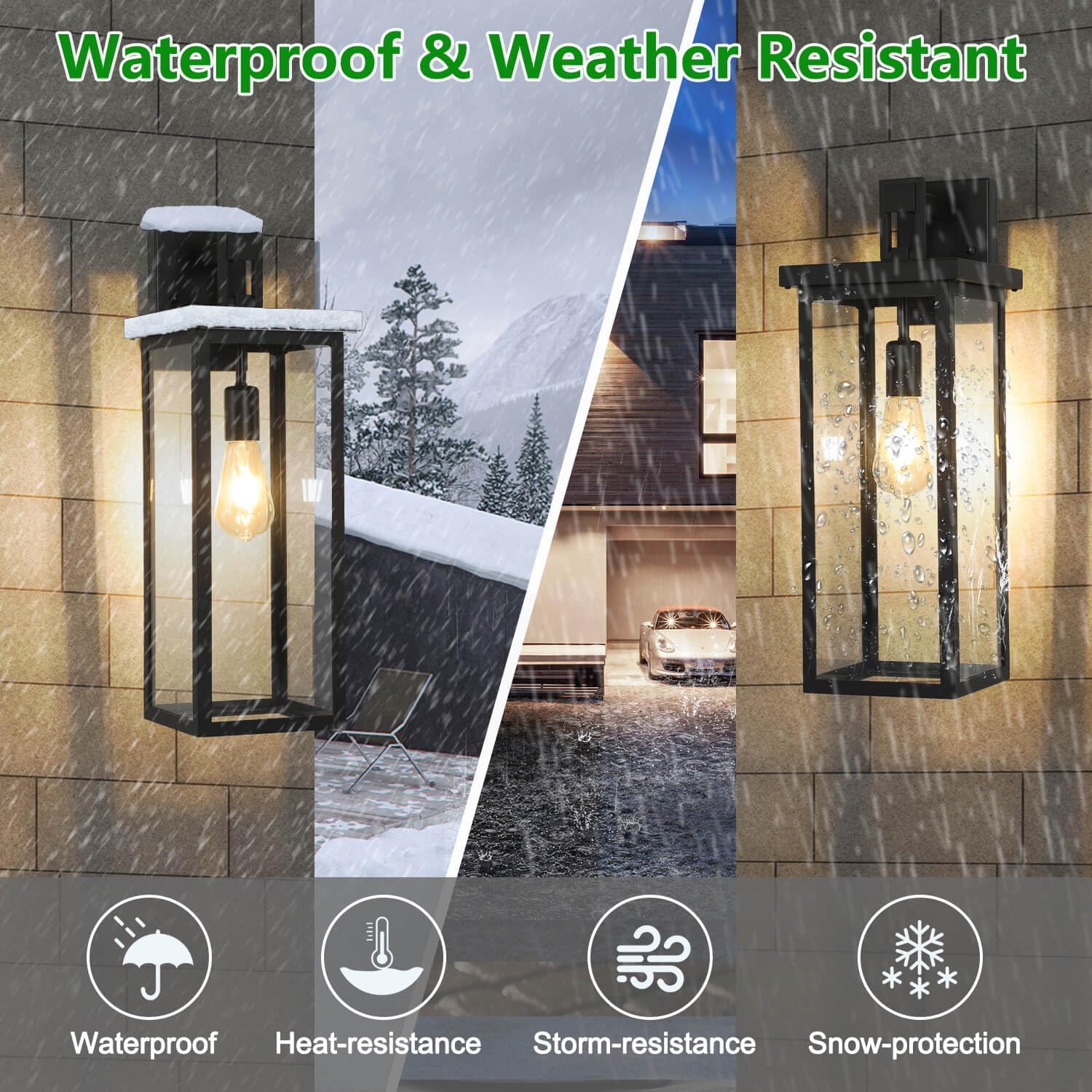 2 Pack Large Size Outdoor Wall Lantern Exterior Wall Light Fixture