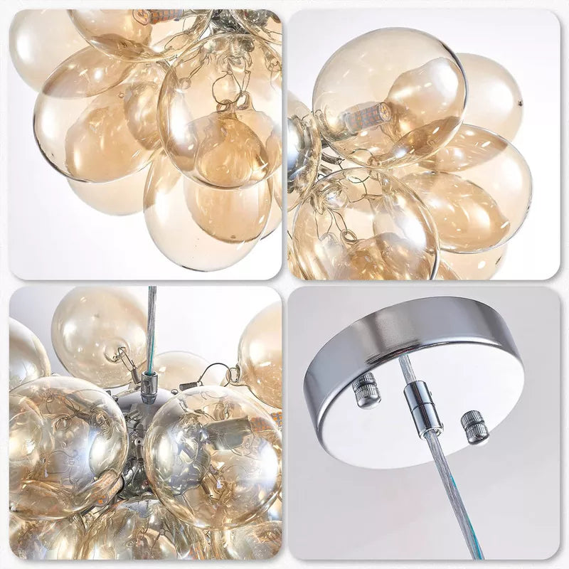 Bubble Glass Ceiling Light Talia Style D24" X H18"-T1