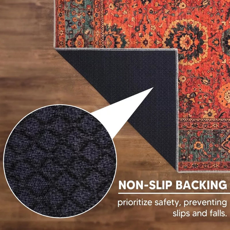5x7 Machine Washable Area Rug with Non-Slip Backing Ideal for Living Room