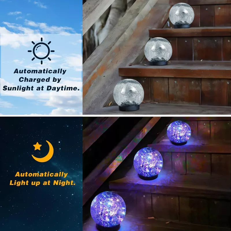 6 Pack 30 LEDs Cracked Glass Ball Light