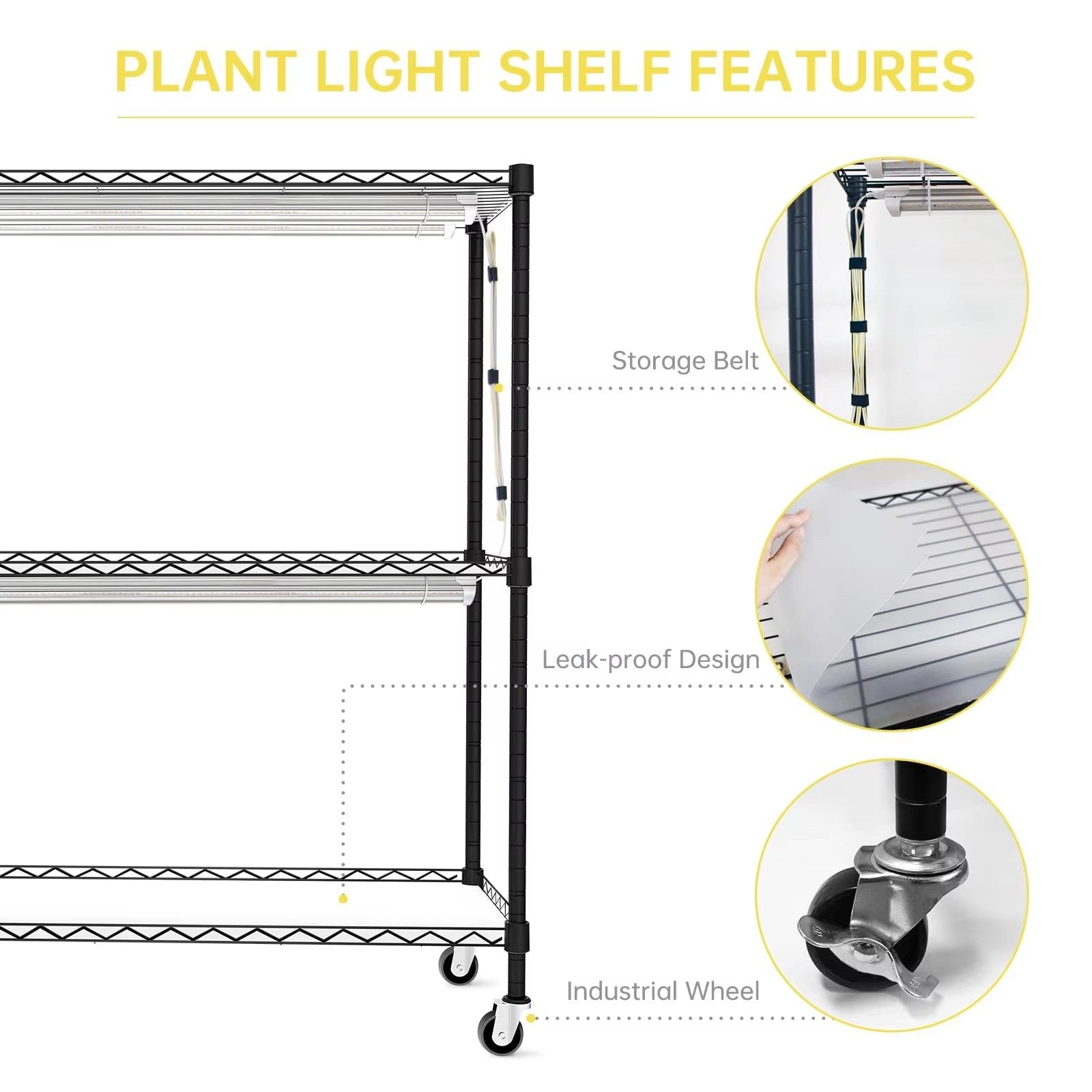 LED Plant Shelf Indoor Garden Kit with Metal Holder Square Home Vegetable Planter