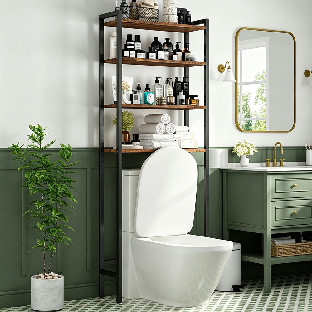 8-Tier Over The Toilet Storage with Side Rack