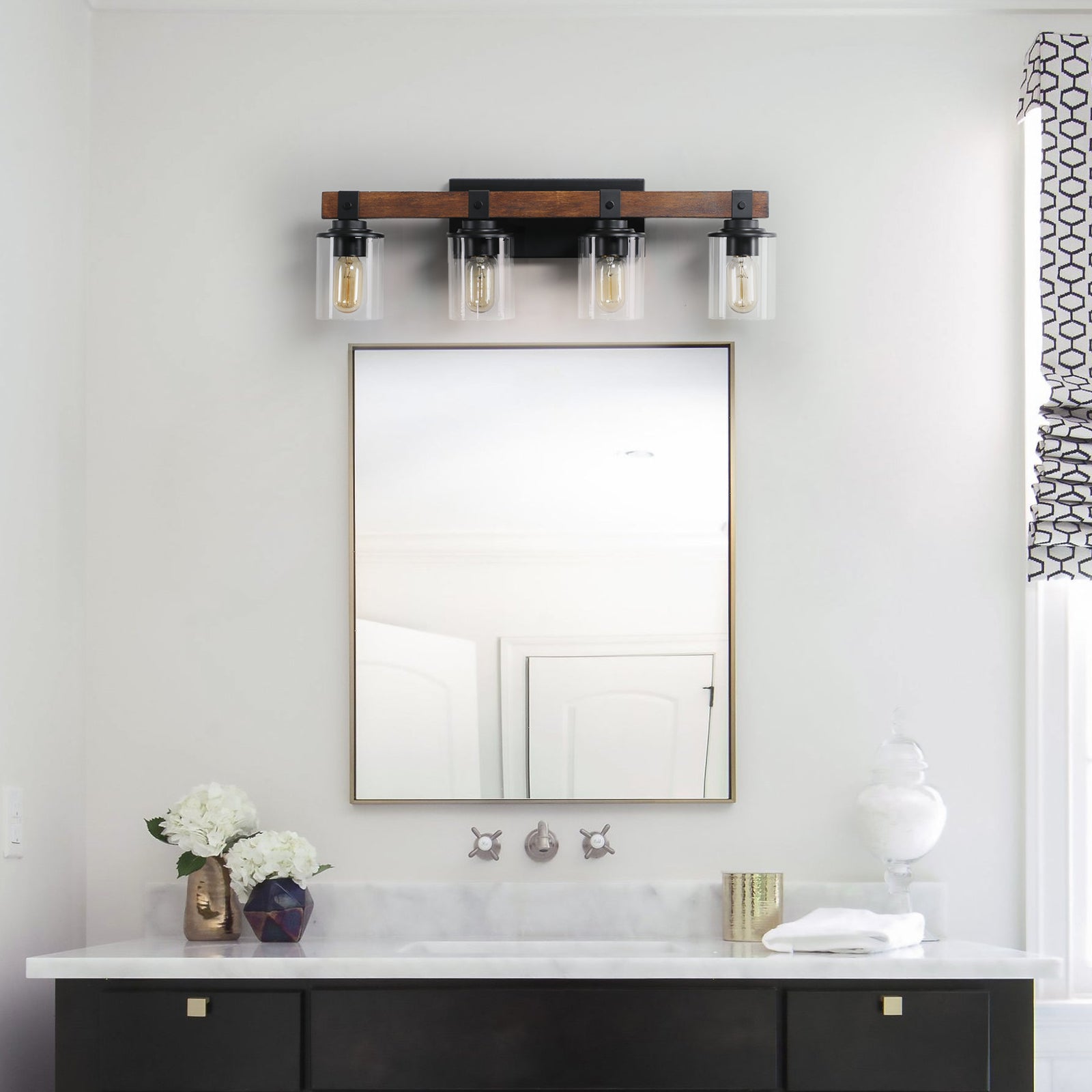 27" Rustic 4-Light Vanity Light Industrial Bathroom Wall Sconce