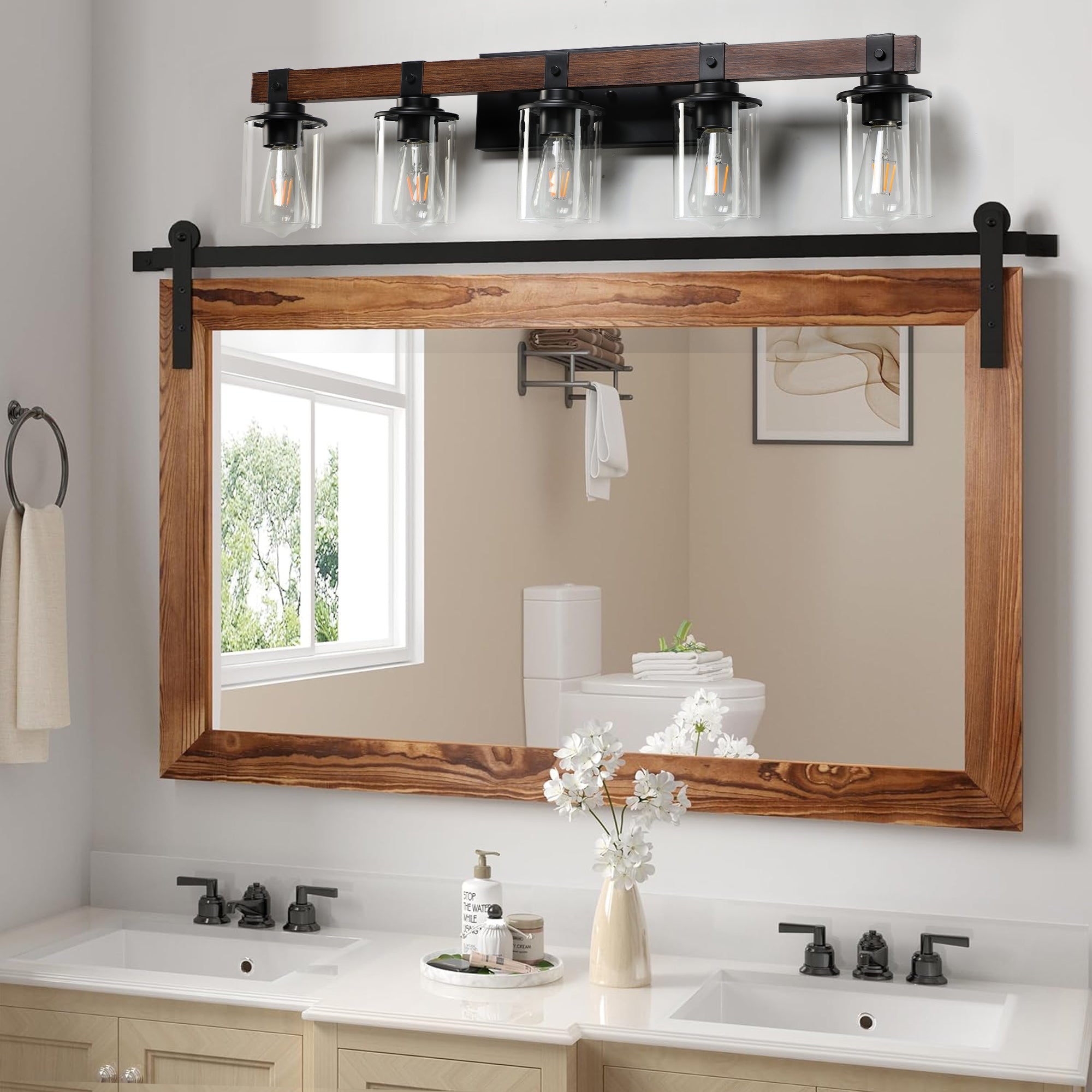 35" Rustic 5-Light Vanity Light Industrial Bathroom Wall Sconce