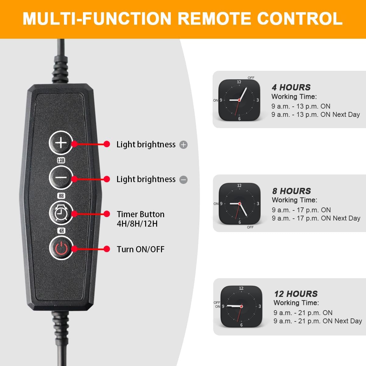 6000K 108LEDs Full Spectrum Plant Lamp with Timer 4/8/12Hrs