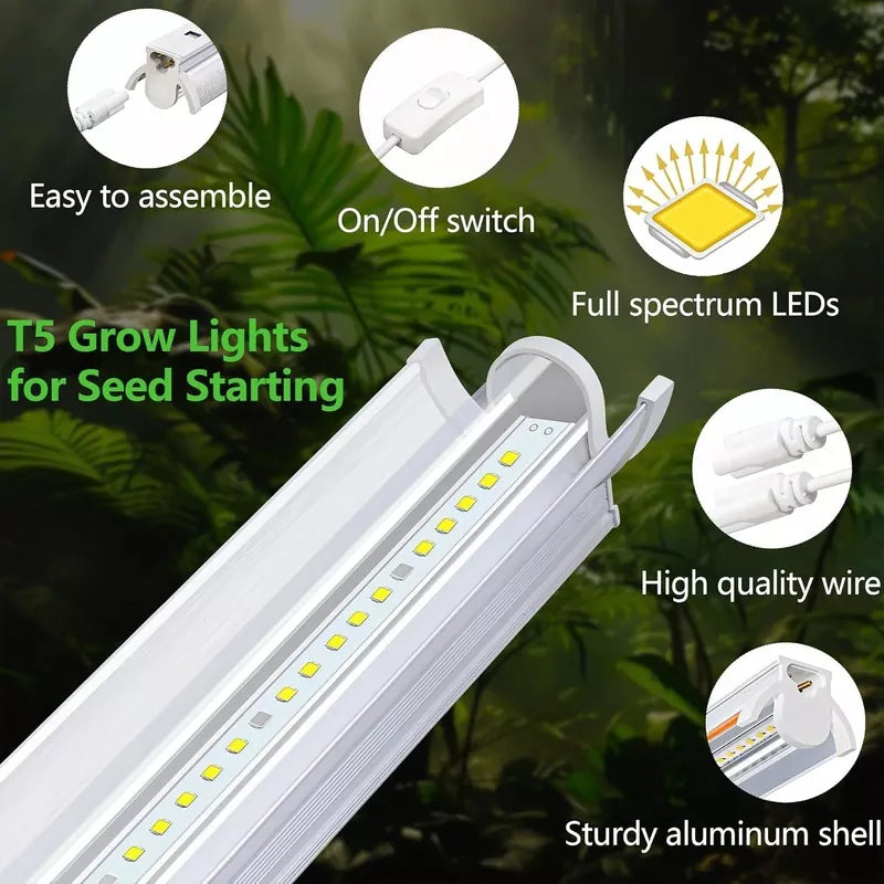 Seed Starter Light Kit 5000K White Full Spectrum LED Plant Growing Lamp