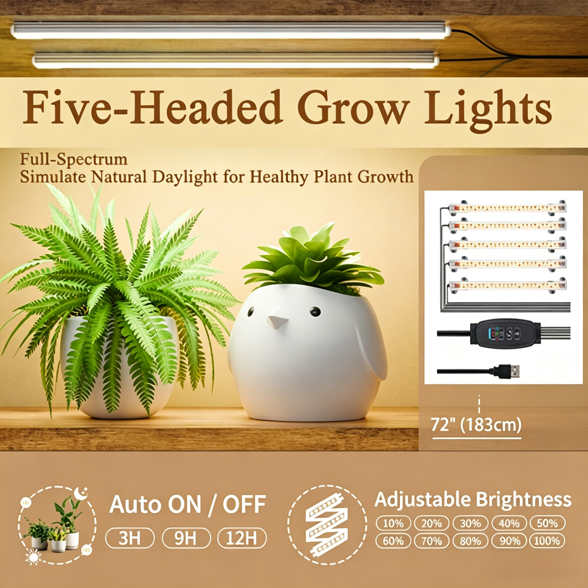 8-Tiered Indoor Plant Stand with 5 Grow Lights