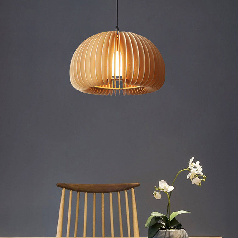 Wood Pumpkin Pendant Lights