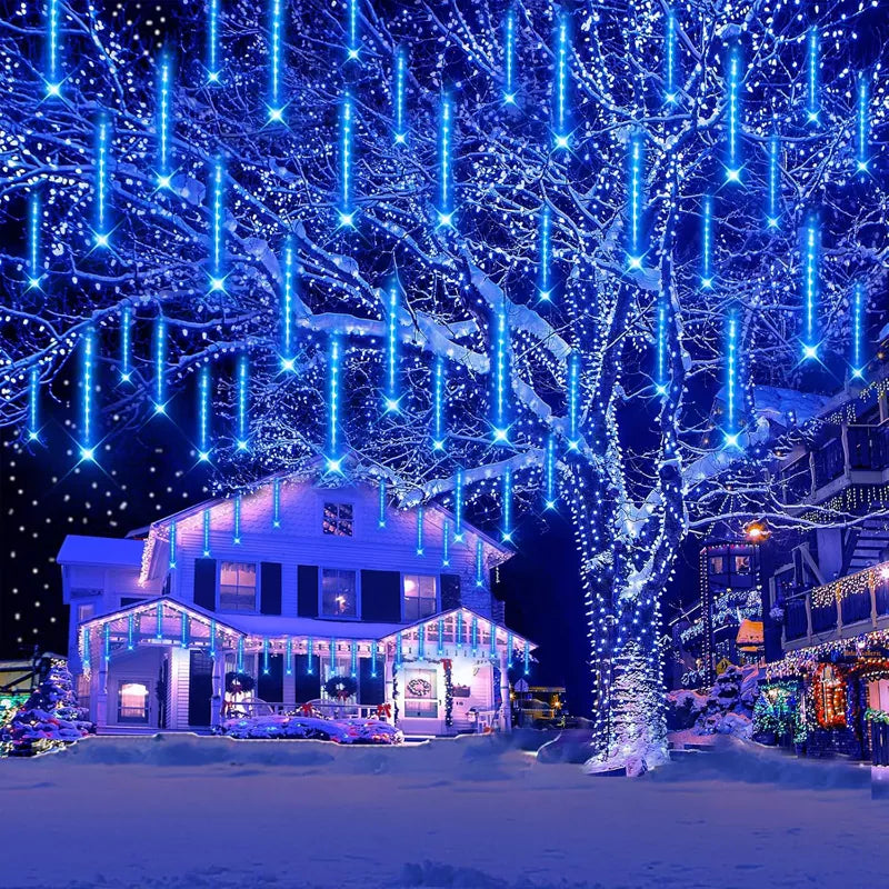 20 Tube Meteor Shower Lights Outdoor Christmas Decoration Icicle Lights