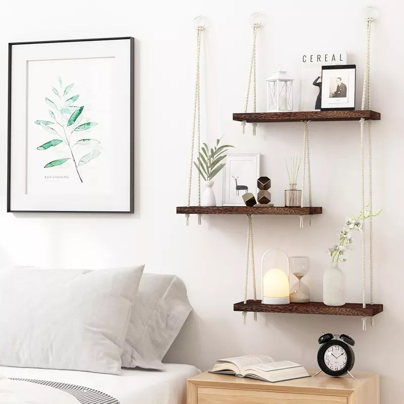 Hanging Shelves for Wall 3 Tier Boho