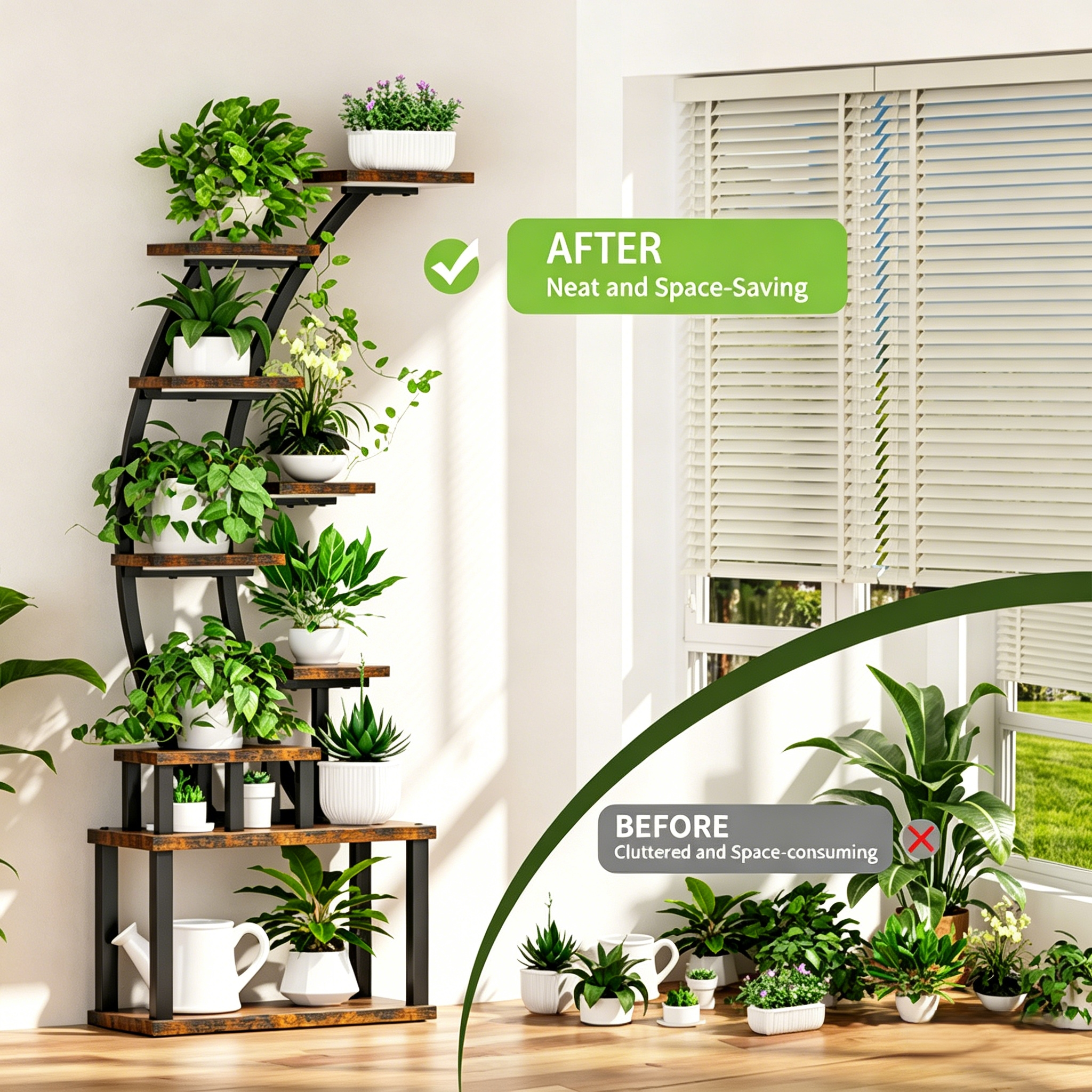 9-Tiered 63.6" Tall Plant Stand with 5 Grow Lights