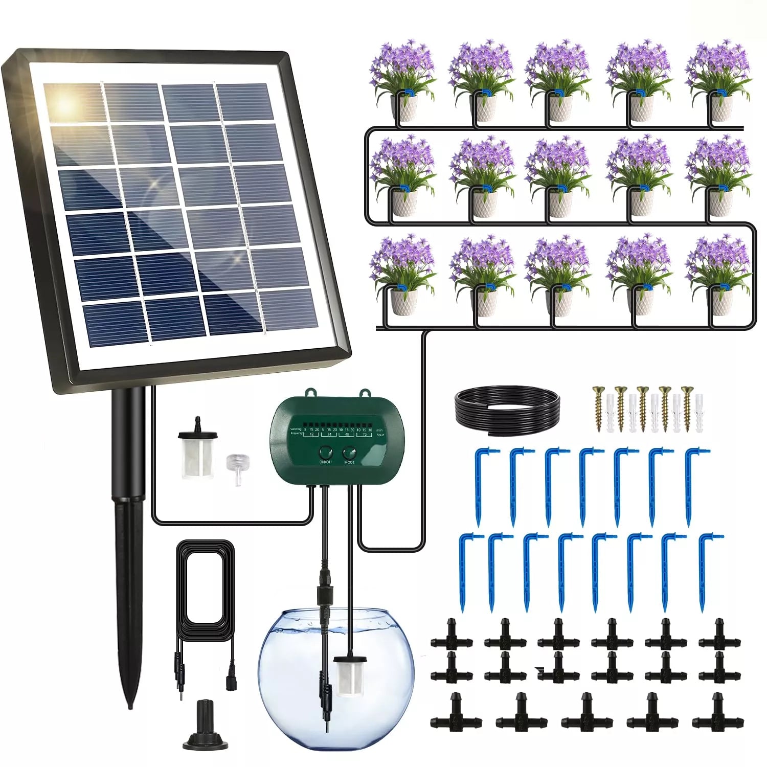 Micro Drip Pumps Kit Solar Smart Auto Drip Watering Irrigation System