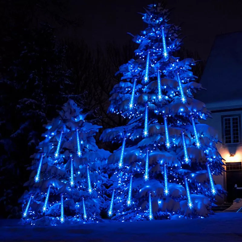 20 Tube Meteor Shower Lights Outdoor Christmas Decoration Icicle Lights