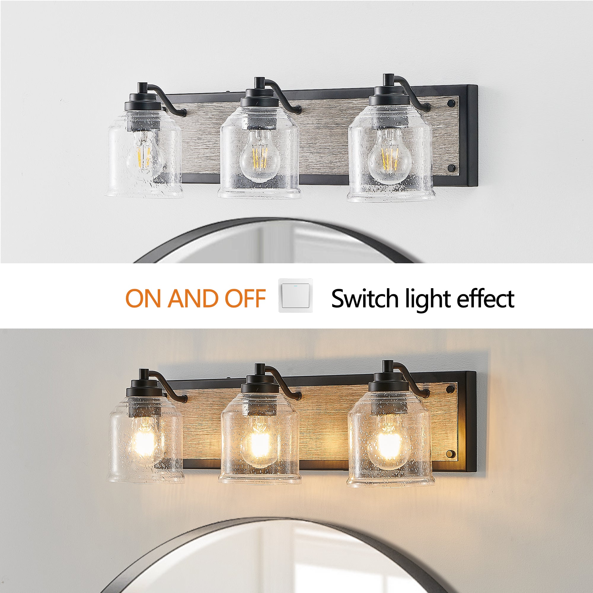 23" Farmhouse Vanity Light Fixture 3-Light Bathroom Wall Sconce