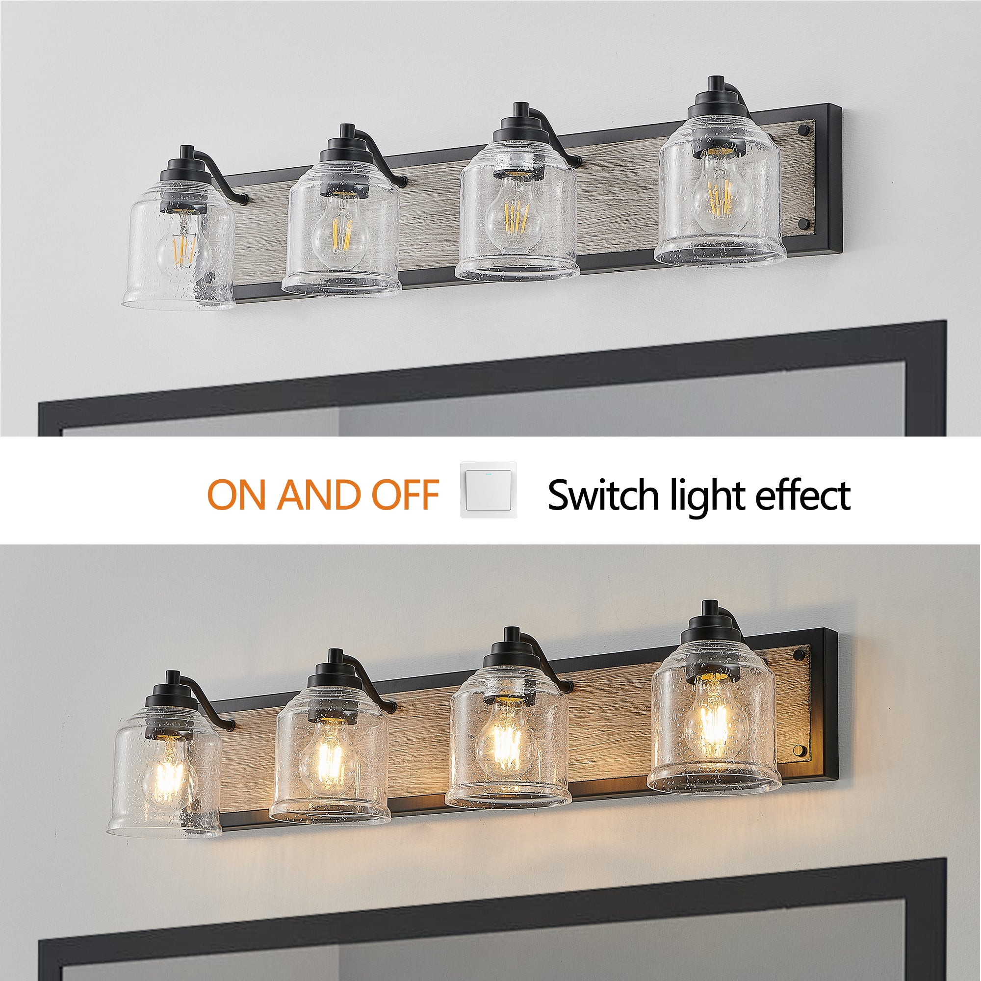 32" Farmhouse Vanity Light Fixture 4-Light Bathroom Wall Sconce