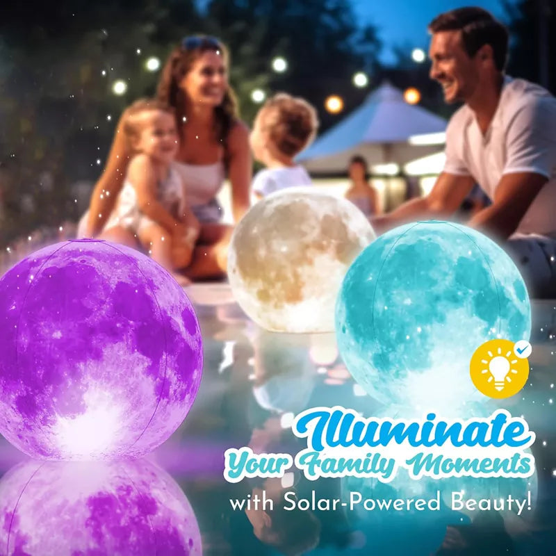 16" Full Moon Inflatable Solar Pool Lights That Float