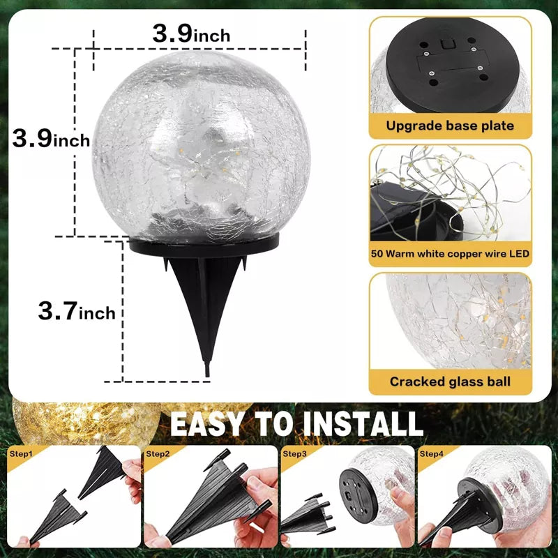 6 Pack 30 LEDs Cracked Glass Ball Light