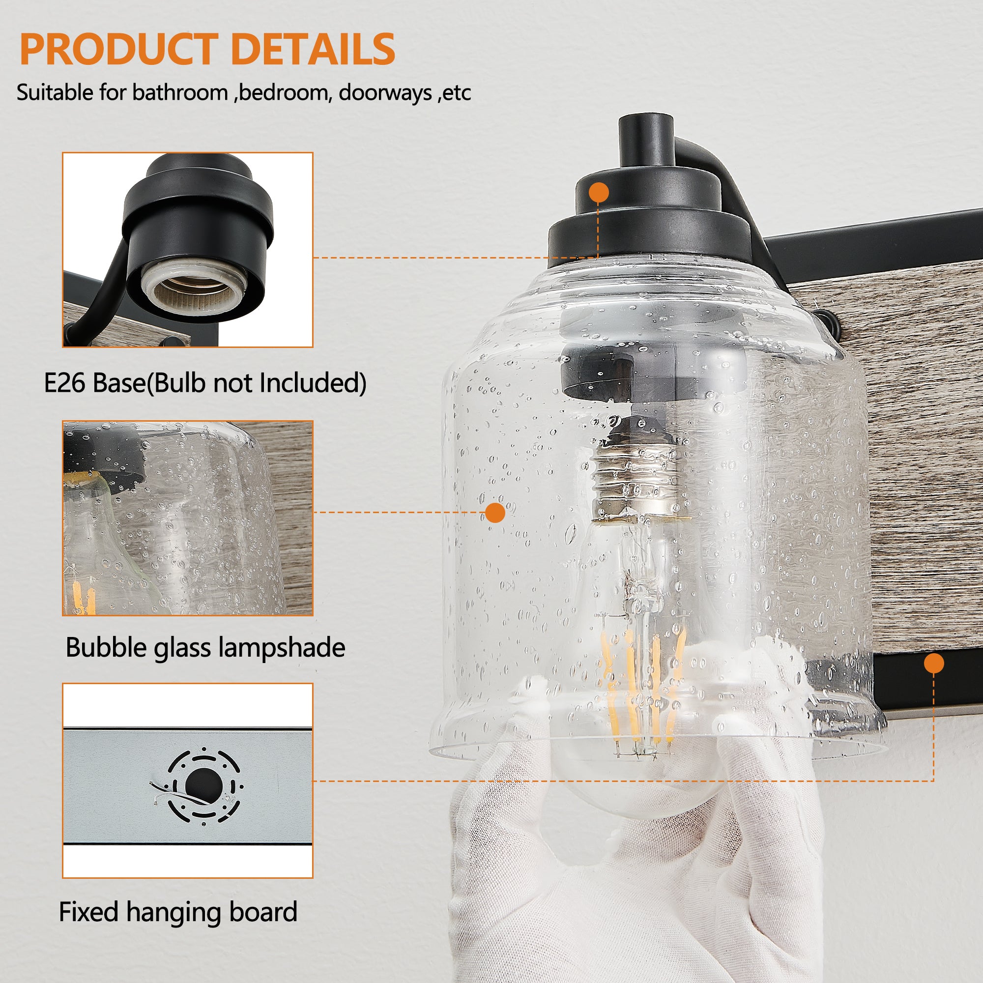 49" Farmhouse Vanity Light Fixture 6-Light Bathroom Wall Sconce